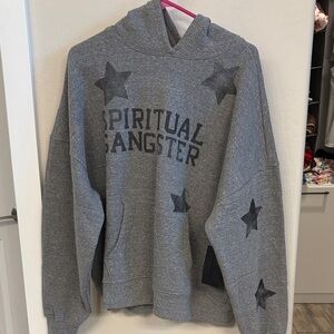 NWT Spiritual Gangster Star-Patterned Gray Hoodie